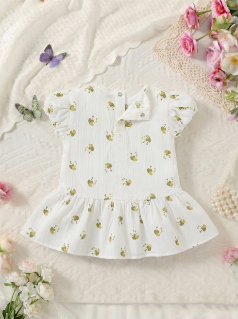 Sprinkle Hearts Bow Detail Baby Frock