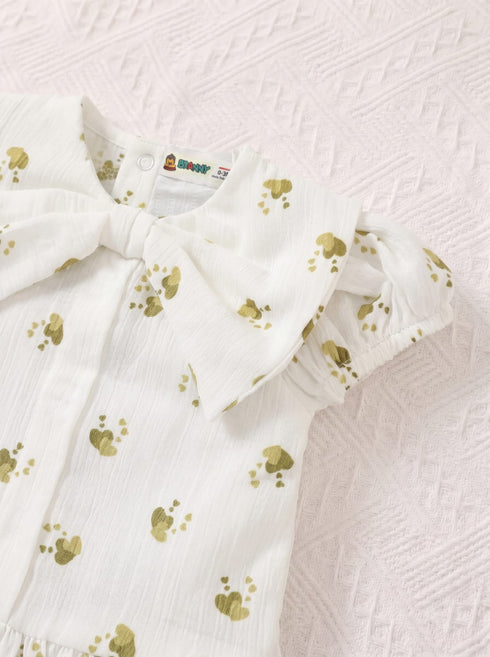 Sprinkle Hearts Bow Detail Baby Frock