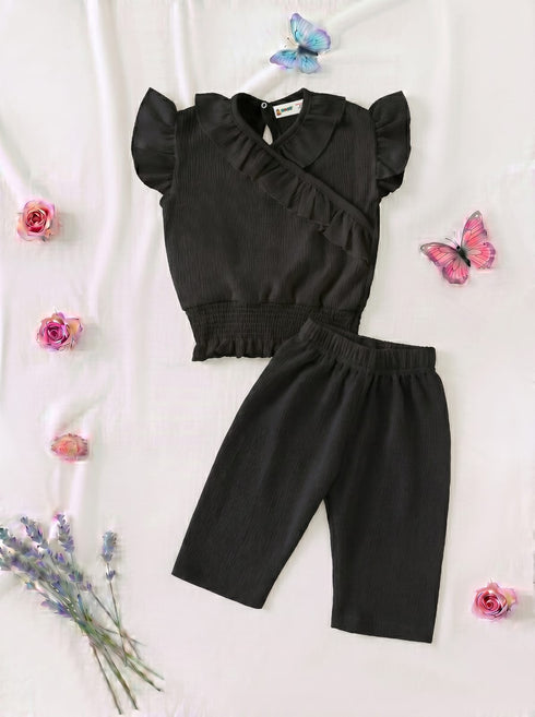 Black Ruffle Grace Pajama Set