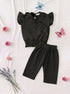 Black Ruffle Grace Pajama Set