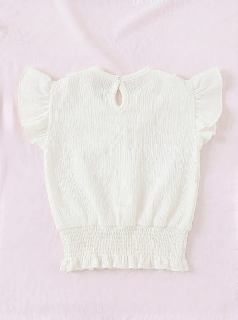 O-White Ruffle Grace Pajama Set