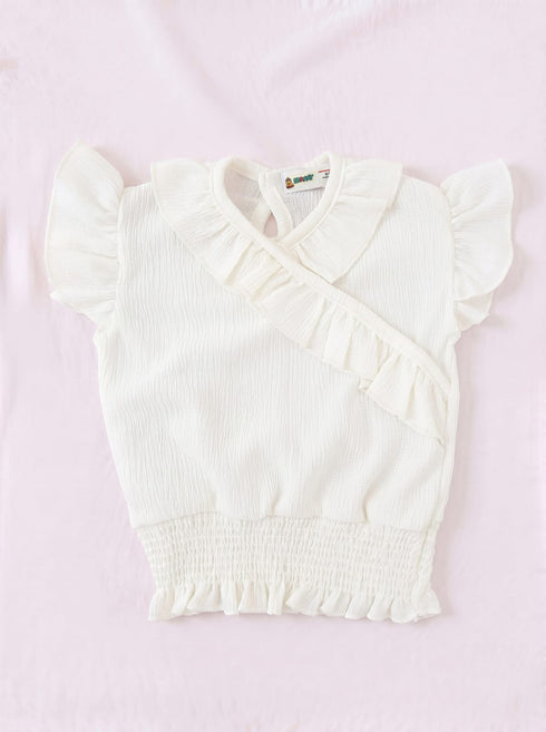 O-White Ruffle Grace Pajama Set