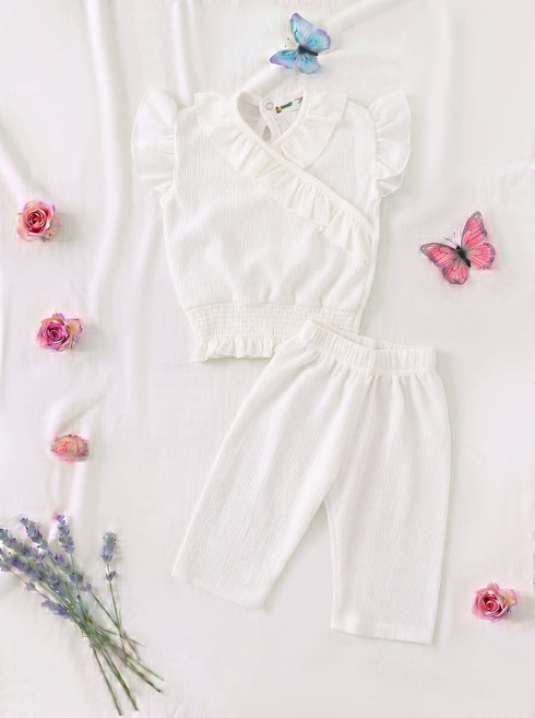 O-White Ruffle Grace Pajama Set