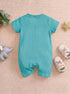 I Love Mummy Embroidered Zip-Up Romper (Turquoise)