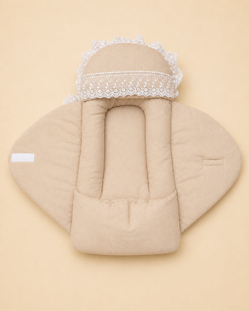 Princess Lace Teddy Bow Sleeping Carry Nest (Beige)