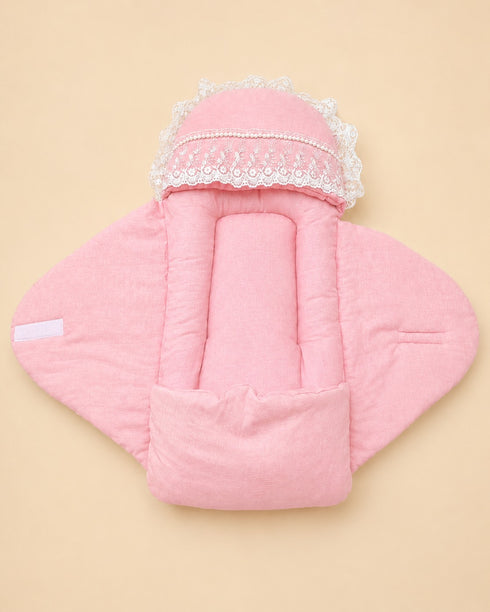 Princess Lace Teddy Bow Sleeping Carry Nest (Pink)