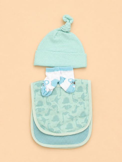 4-Pcs Baby Cap, Bibs & Socks Gift Set