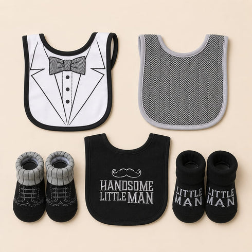 5 Pcs Baby Bibs & Booties Gift Set