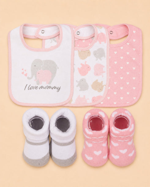 5 Pcs Baby Bibs & Booties Gift Set