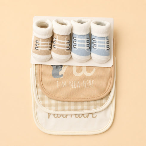 5 Pcs Baby Bibs & Booties Gift Set