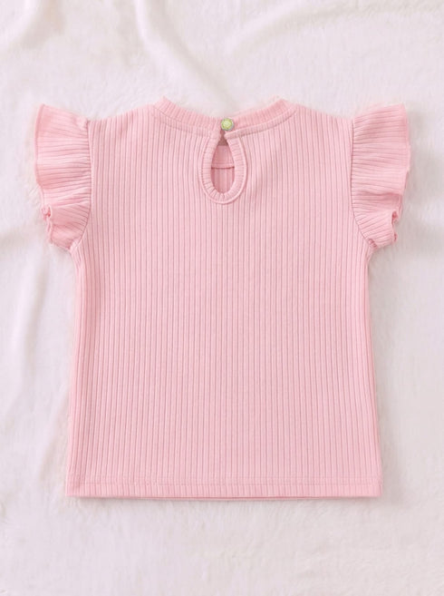 Milkshake Bliss Ruffle Sleeve Interlock Short Set