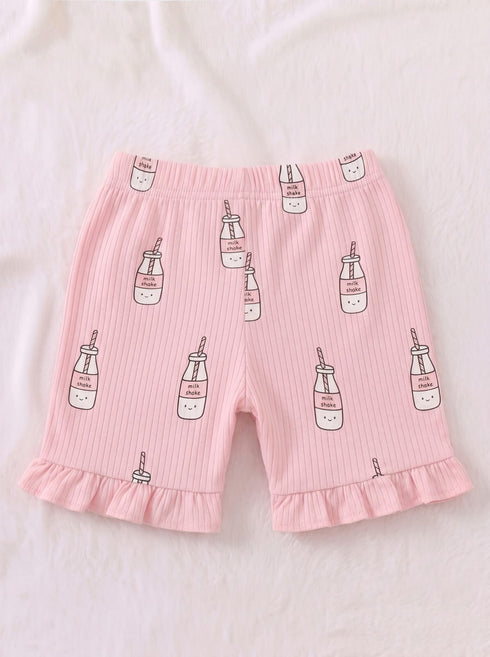 Milkshake Bliss Ruffle Sleeve Interlock Short Set