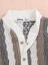 Brown & Black Striped Jacquard Button-Up Romper