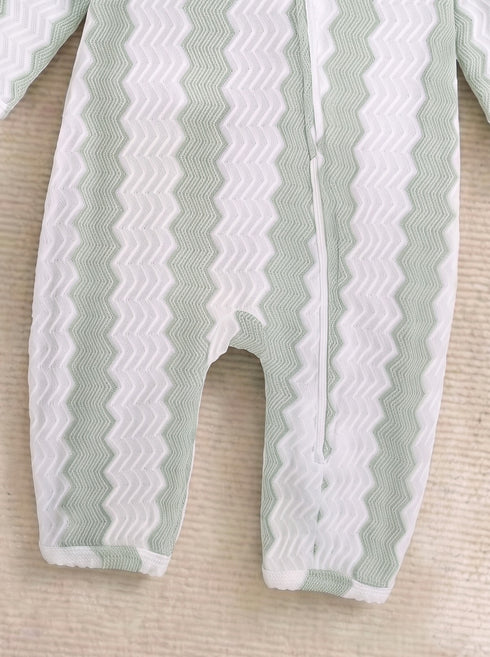 Green Striped Jacquard Sleepsuit