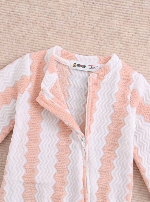 Orange Striped Jacquard Sleepsuit