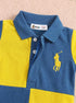 Yellow & Blue Embroidered Color-Block Polo Romper