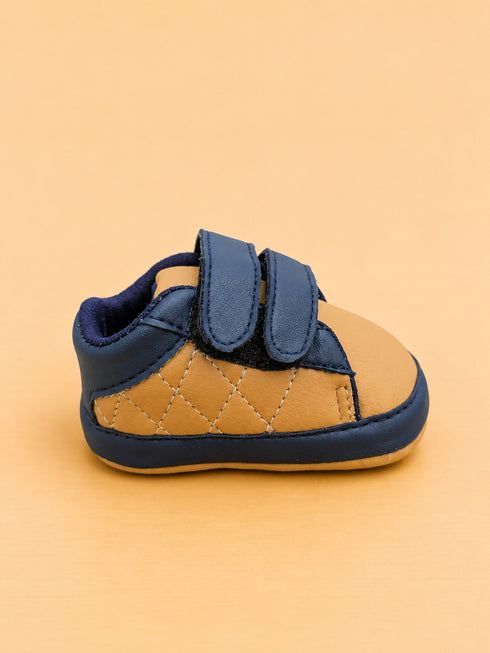 Navy & Tan Sneakers with Velcro Straps