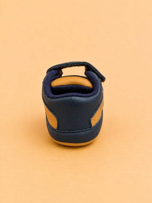 Navy & Tan Sneakers with Velcro Straps