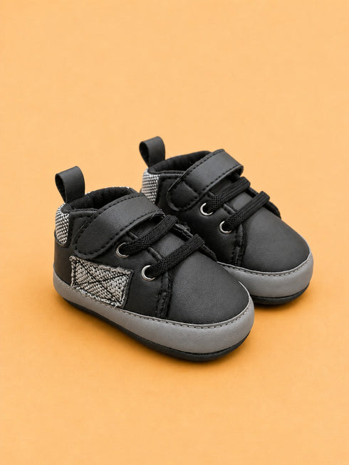 Black & Grey Sneakers with Velcro Straps