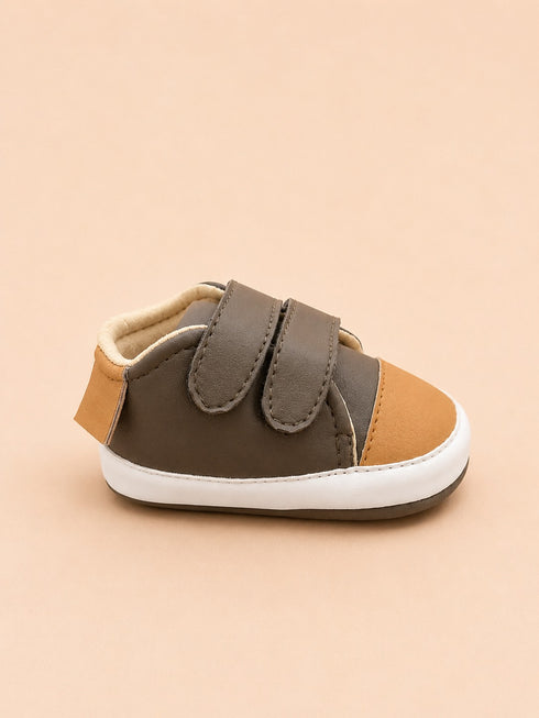 Olive Green & Camel Sneakers with Velcro Straps