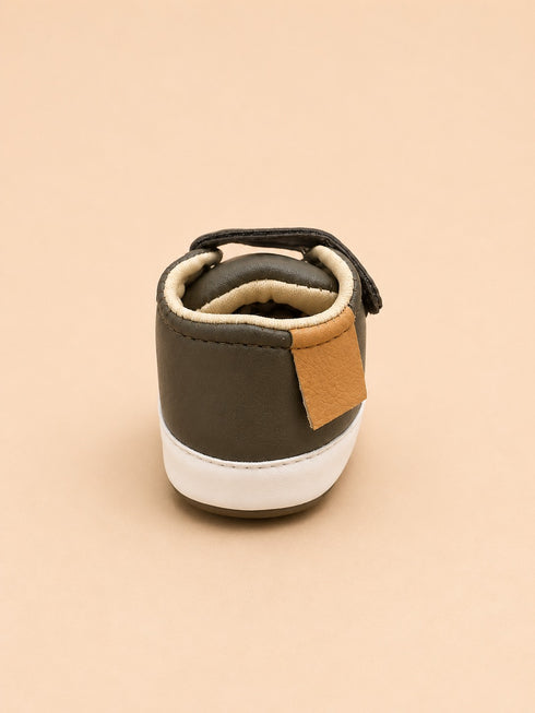 Olive Green & Camel Sneakers with Velcro Straps
