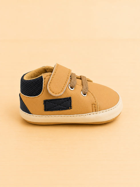 Camel & Black Sneakers with Velcro Straps