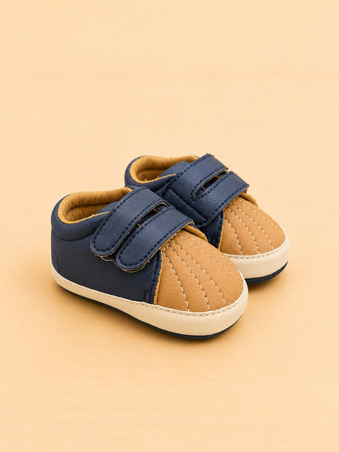 Navy & Camel Sneakers with Velcro Straps