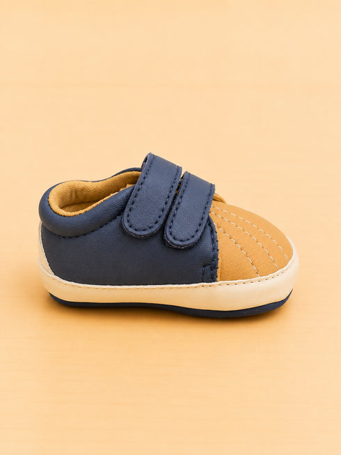 Navy & Camel Sneakers with Velcro Straps