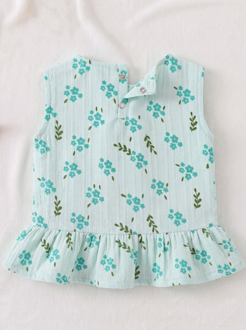 Mint Blossom Bow Detail Frock Set
