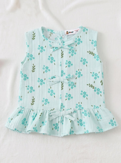 Mint Blossom Bow Detail Frock Set