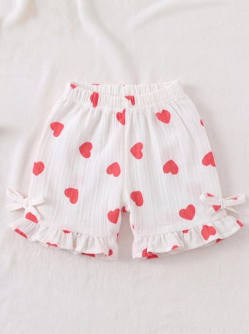 Heart Printed Bow Detail Frock Set
