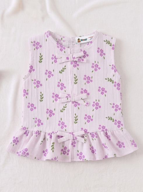 Lavender Blossom Bow Detail Frock Set