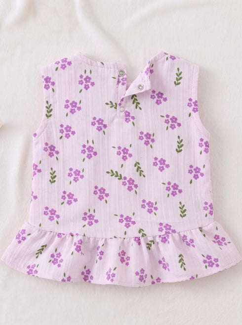 Lavender Blossom Bow Detail Frock Set