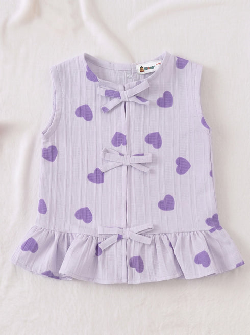 Lavender Hearts Bow Detail Frock Set