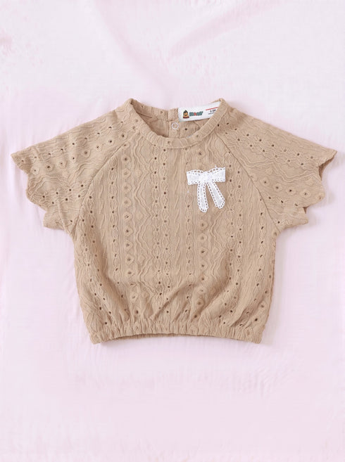 Beige Scalloped Pajama Set