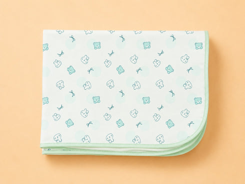 Green Teddy Dreams Waterproof Baby Changing Sheet (49 × 69 cm)