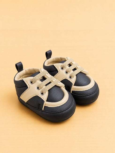 Black & Beige Sneakers with Velcro Straps