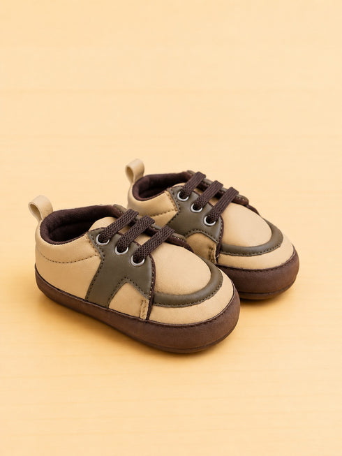 Olive Green & Beige Sneakers with Velcro Straps