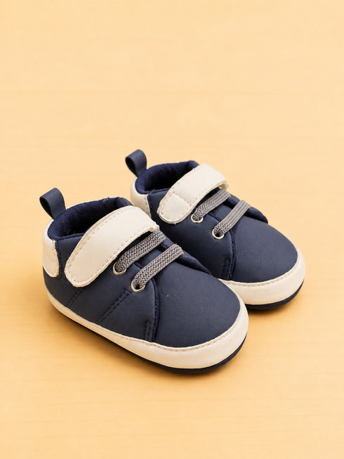 Navy & White Sneakers with Velcro Straps
