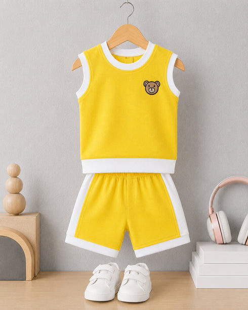 Yellow Bear Embroidered Short Set