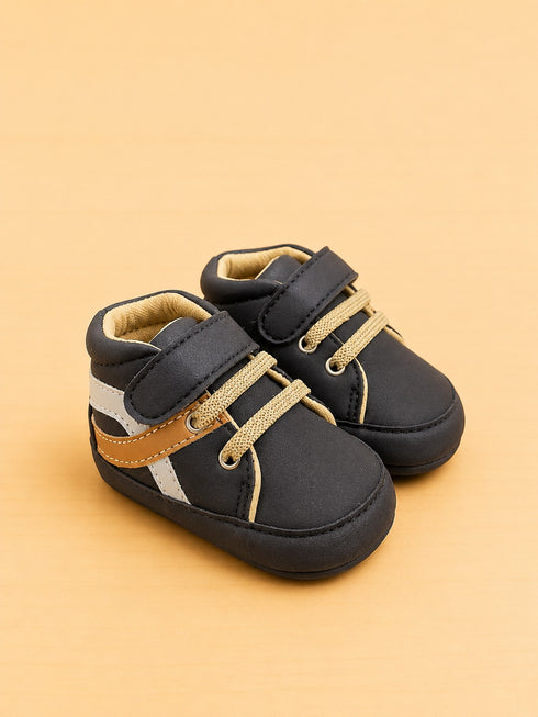 Black Multi Striped Sneakers with Velcro Straps