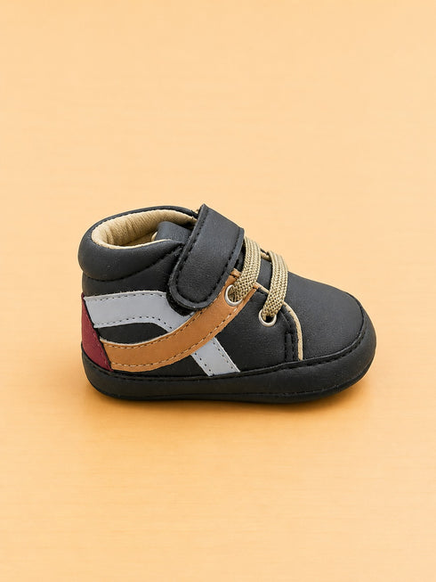 Black Multi Striped Sneakers with Velcro Straps