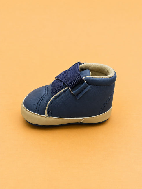 Navy & Beige Sneakers with Velcro Straps