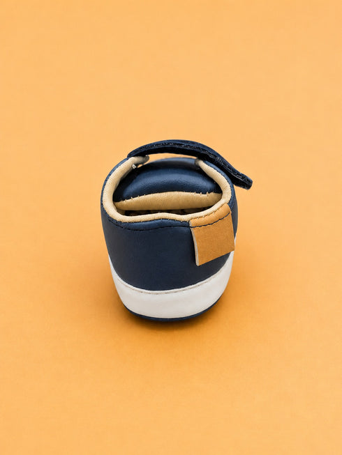 Navy & Caramel Sneakers with Velcro Straps