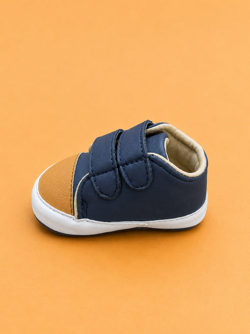 Navy & Caramel Sneakers with Velcro Straps
