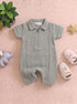 Green Jacquard Textured Polo Romper