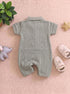 Green Jacquard Textured Polo Romper