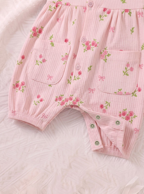 Rose Blossom Front Open Buttoned Romper