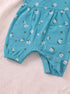 Turquoise Floral Front Open Buttoned Romper