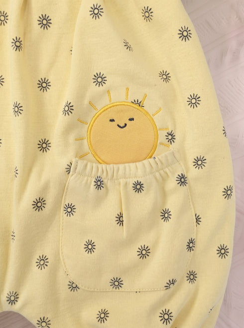 Yellow Sunshine Printed Frill Romper
